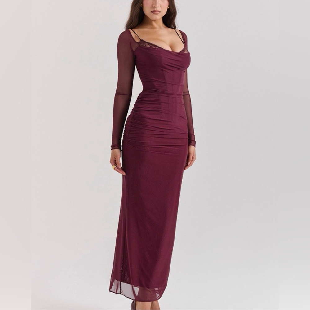 House of CB Red Katarina Maxi Lace Dress - Picture 4 of 5